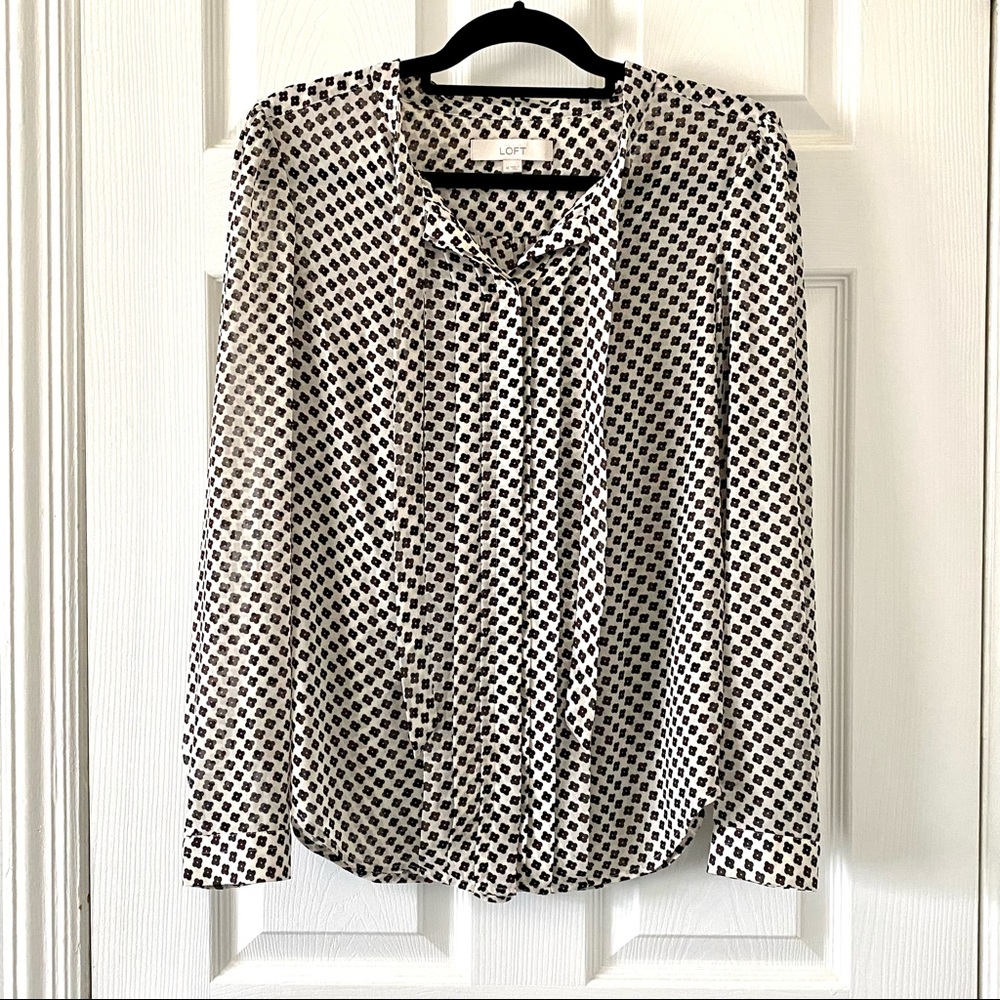 LOFT Long Sleeve Button Down Blouse With Patterns